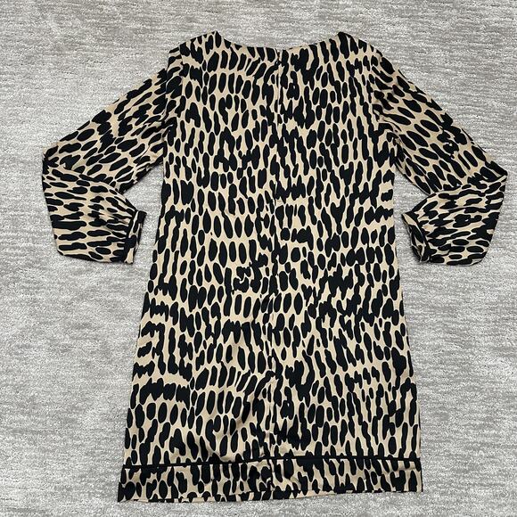 LOFT Dress Womens 8 Brown Black Animal Print Long Sleeve Shift Pockets Career - Picture 6 of 14